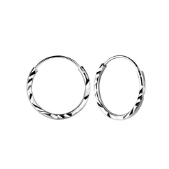 Zilveren oorringen, 14 mm diamond cut