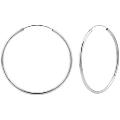 Zilveren oorringen, 45 mm plain