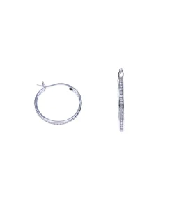 Zilveren oorringen, 22 mm rhodium plated met cubic zirkonia