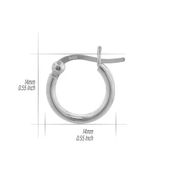 Zilveren oorringen, brede band, 14mm