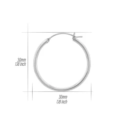 Zilveren oorringen, brede band, 30mm