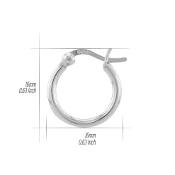 Zilveren oorringen, brede band, 16mm