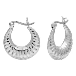 Zilveren oorringen, hoops met mooi patroon