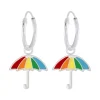 Zilveren oorringen met hanger, paraplu