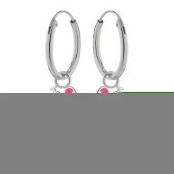 Zilveren oorringen met hanger, flamingo-ijsje