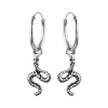 Zilveren oorringen met hanger, slang
