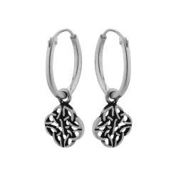 Zilveren oorringen met hanger, Keltische knoop