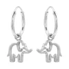 Zilveren oorringen met hanger, opengewerkte olifant