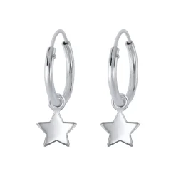 Zilveren oorringen met hanger, ster