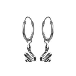 Zilveren oorringen met hanger, slang