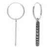 Zilveren oorringen met hanger, staafje met puntjes