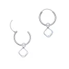 Zilveren oorringen met hanger, kristal in ruitvorm