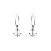 Zilveren oorringen met hanger, anker