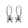 Zilveren oorringen met hanger, vlinder