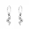 Zilveren oorringen met hanger, slang