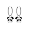 Zilveren oorringen met hanger, pandakop