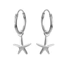 Zilveren oorringen met hanger, zeester