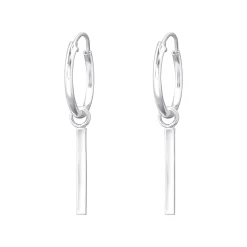 Zilveren oorringen met hanger, staafje