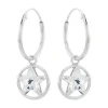Zilveren oorringen met hanger, ster