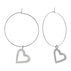 Zilveren oorringen met hanger, open hart