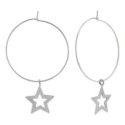 Zilveren oorringen met hanger, open ster