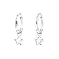 Zilveren oorringen met hanger, ster