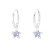 Zilveren oorringen met hanger, cubic zirkonia ster