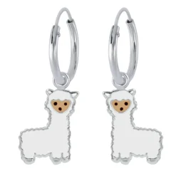 Zilveren oorringen met hanger, alpaca