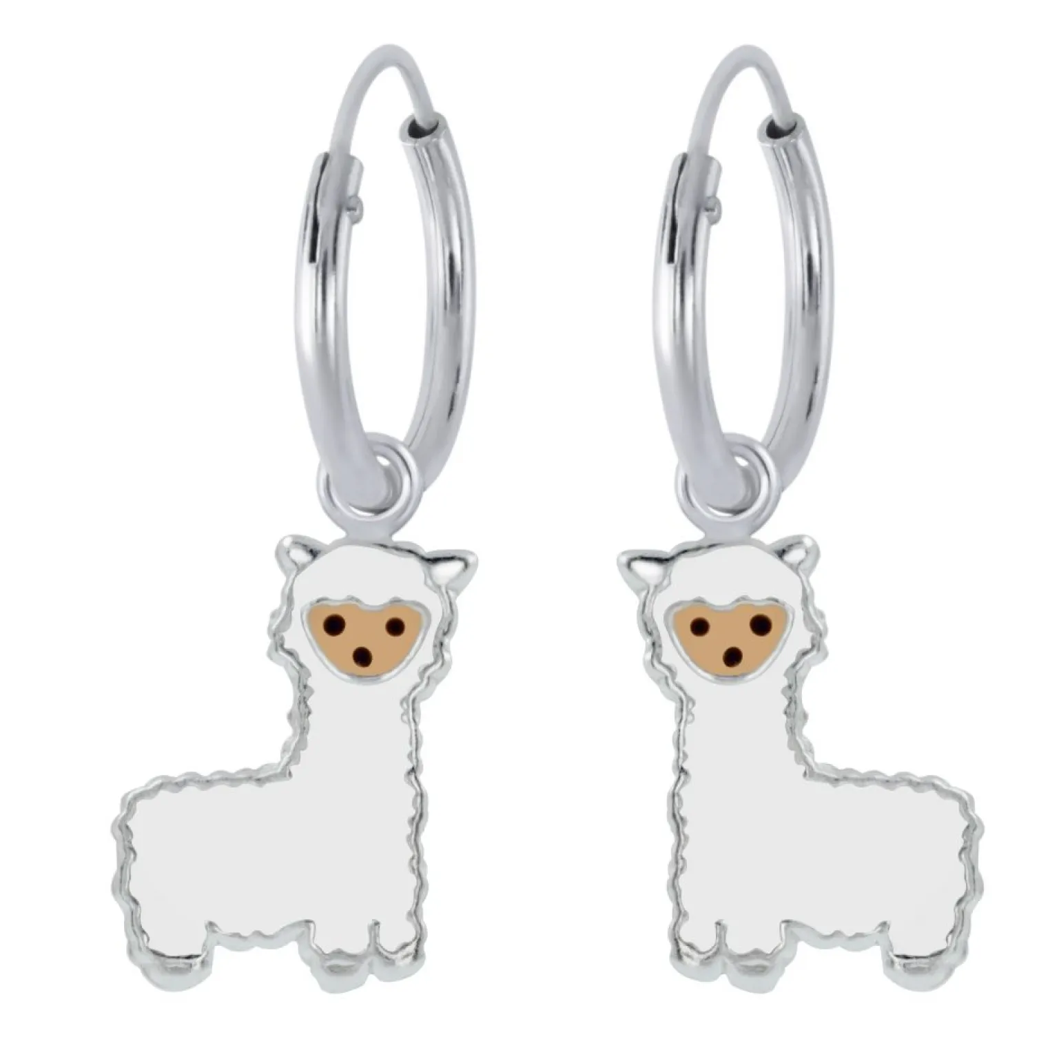Zilveren oorringen met hanger, alpaca