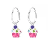 Zilveren oorringen met hanger, cupcakes