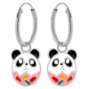 Zilveren oorringen met hanger, pandadonut