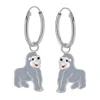 Zilveren oorringen met hanger, gorilla