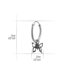 Zilveren oorringen met hanger, vlinder