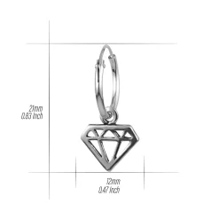 Zilveren oorringen met hanger, diamant