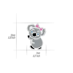 Zilveren oorringen met hanger, koala met roze strik