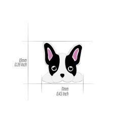 Zilveren oorringen met hanger, Franse bulldog