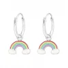 Zilveren oorringen met regenbooghanger