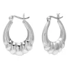 Zilveren oorringen, ovale hoops met patroon