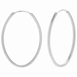 Zilveren oorringen, plain hoop 36 mm