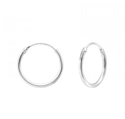 Zilveren oorringen, plain 14 mm