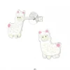 Zilveren oorstekers, alpaca met glitters