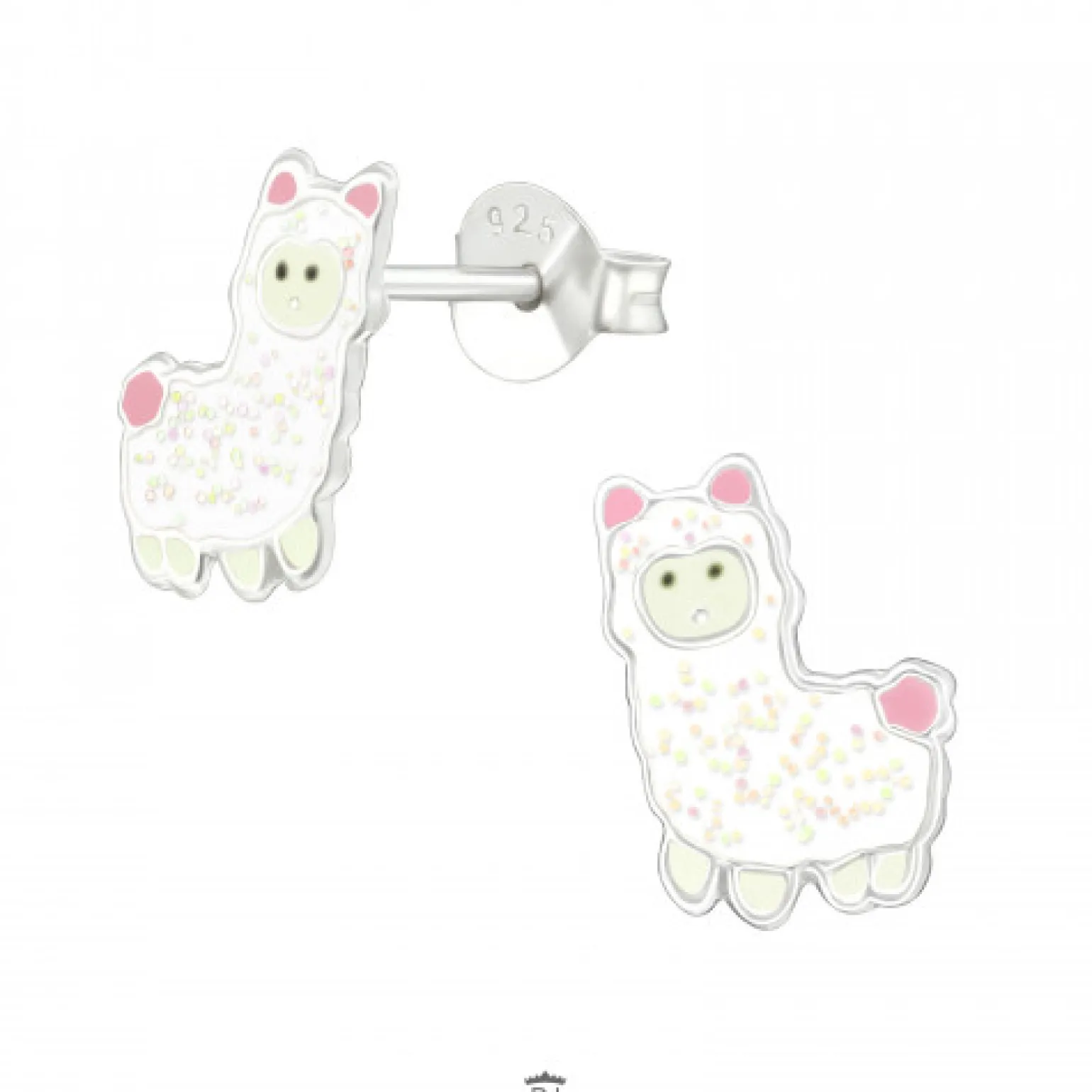 Zilveren oorstekers, alpaca met glitters