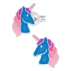 Zilveren oorstekers, blauw eenhoornhoofd met roze manen