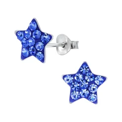 Zilveren oorstekers, blauwe ster