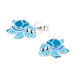 Zilveren oorstekers, blauwe waterschildpad