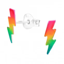 Zilveren oorstekers, bliksemschicht in regenboogkleuren