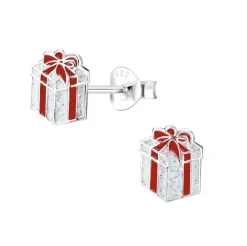 Zilveren oorstekers, cadeautje met glitters