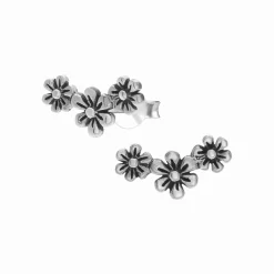 Zilveren oorstekers, drie bloemetjes