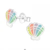 Zilveren oorstekers, gekleurde schelp