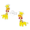 Zilveren oorstekers, giraffe met strik